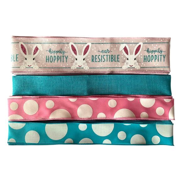 Bunny Rabbit DIY Spring Wreath Making Kit, Easter Sign Ribbon Bundle Set - Picture 3 of 5